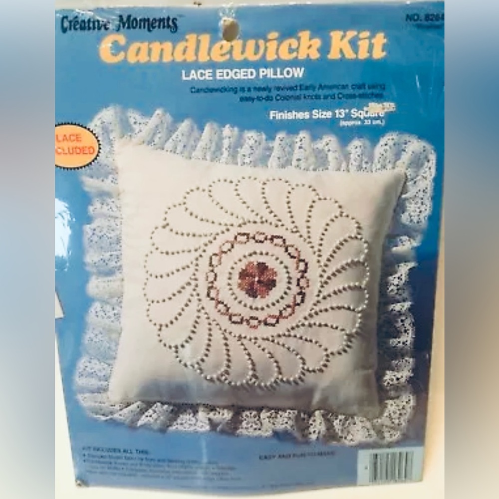 Creative Moments Candlewick Pillow Cover Kit  #8264 Pinwheel Lace Ruffle 13x13